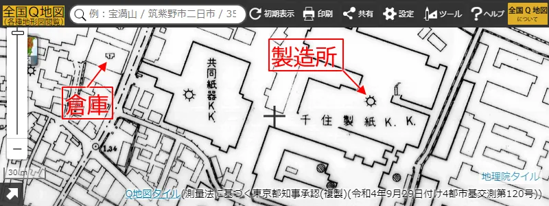 建物の表現の例（「K.K.」は株式会社の略）