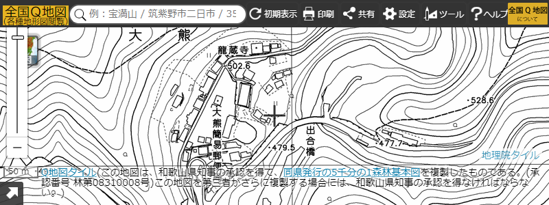 図5　和歌山県森林基本図（田辺市）。全域2014年（平成26年）測量