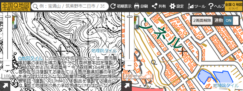 図6　鹿児島県森林基本図（鹿児島市）。宅地造成前の地形が分かる（国土基本図の複製）