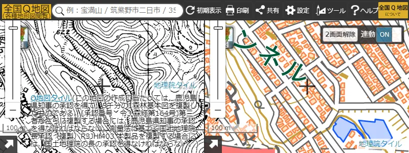 図6　鹿児島県森林基本図（鹿児島市）。宅地造成前の地形が分かる（国土基本図の複製）