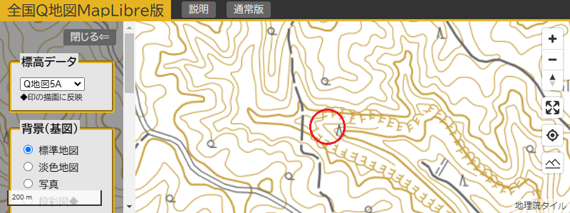 地形図に滝の記号はない（清滝、大分県竹田市）