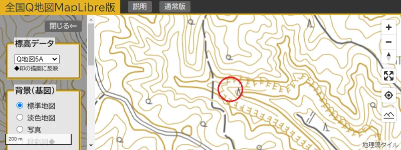 地形図に滝の記号はない（清滝、大分県竹田市）