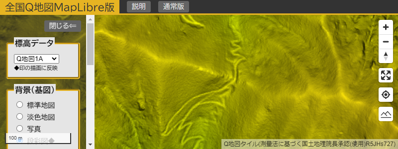 航空レーザ測量データ（傾斜量図）では登山道が明確に確認できる