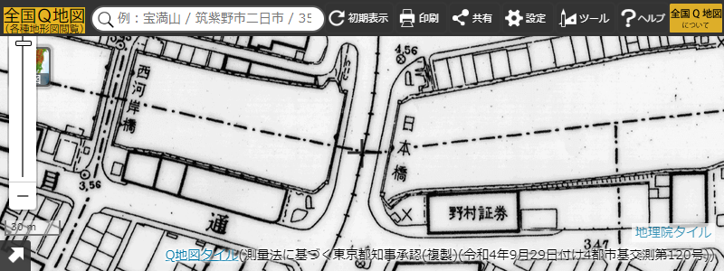 首都高速道路が建設される前の日本橋付近の地形図