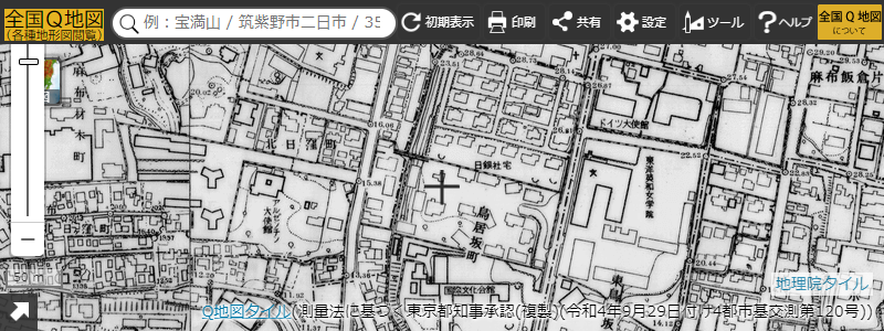 住居表示実施前の地名が記載された地形図（港区六本木五丁目・六丁目付近）