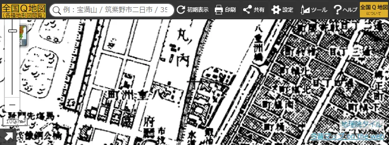 今昔マップによる1890年代〜2000年代の時系列地形図（(C)谷 謙二）
